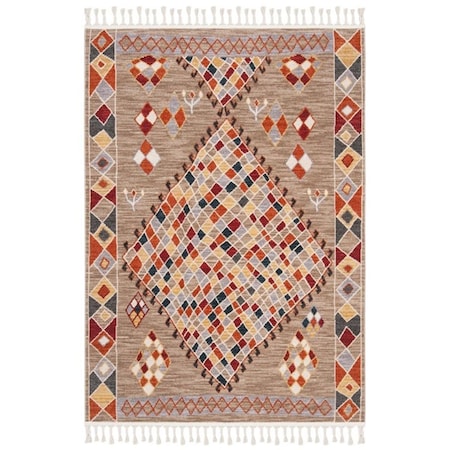 Safavieh 3 x 5 ft. Farmhouse 852E Power Loomed Rectangle Area Rug Taupe & Navy FMH852E-3